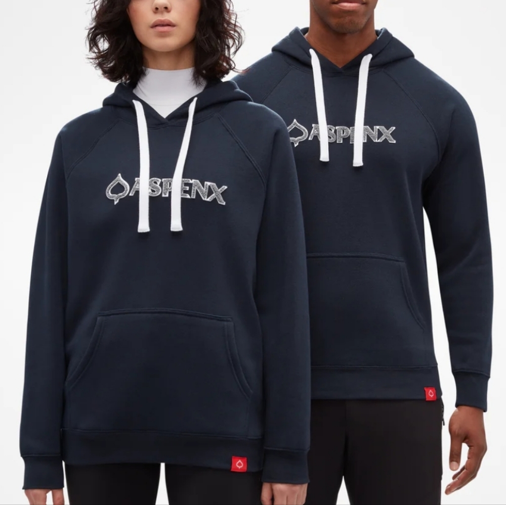 Aspenx Resort XS Blue Olsen Tri Blend Fleece Pullover Hoodie Sweatshirt NWOT